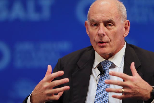 John Kelly, President Donald Trump’s former chief of staff, talks during the SALT finance conference in Abu Dhabi
