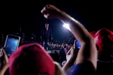 Trump on defense, courting voters in two must-win states 