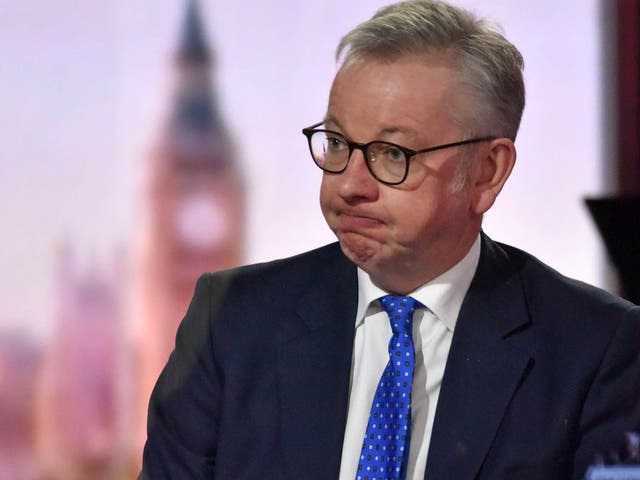  Michael Gove speaking during an appearance on the The Andrew Marr Show in London on October 18, 2020