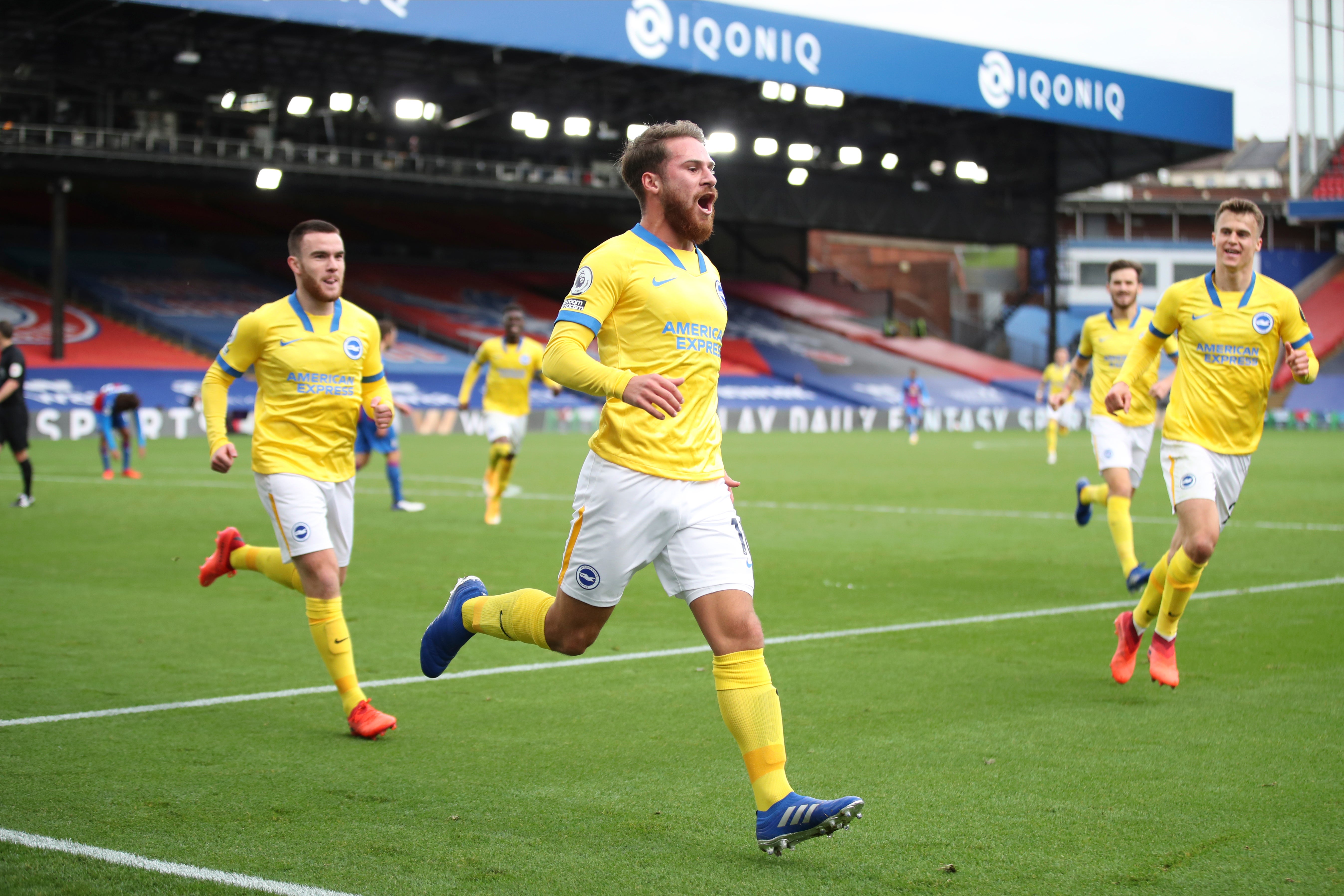 Alexis Mac Allister celebrates after finally getting Brighton’s equaliser