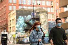 Covid rates falling in England’s big cities while rising in towns