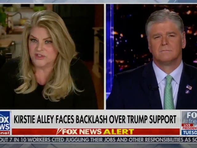 Kirstie Alley during her appearance on Sean Hannity’s Fox News show