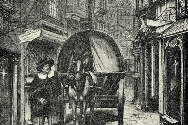  Engraving showing a dead cart being used to collect the bodies of plague victims during the Great Plague of London