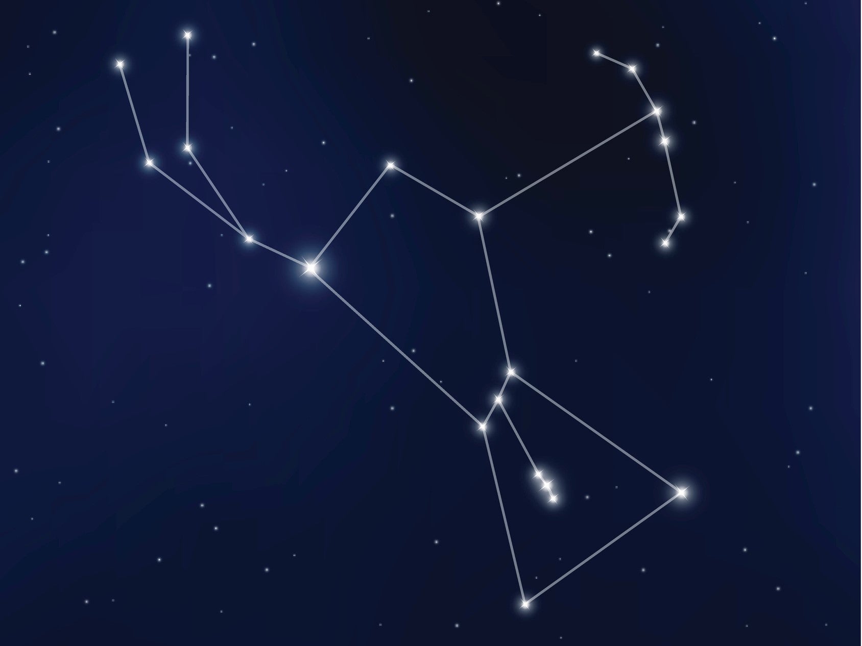 The Orion constellation is one of the most prominent star patterns in the night sky