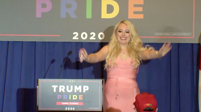 Tiffany Trump speaking at a Trump Pride event in Tampa, Florida