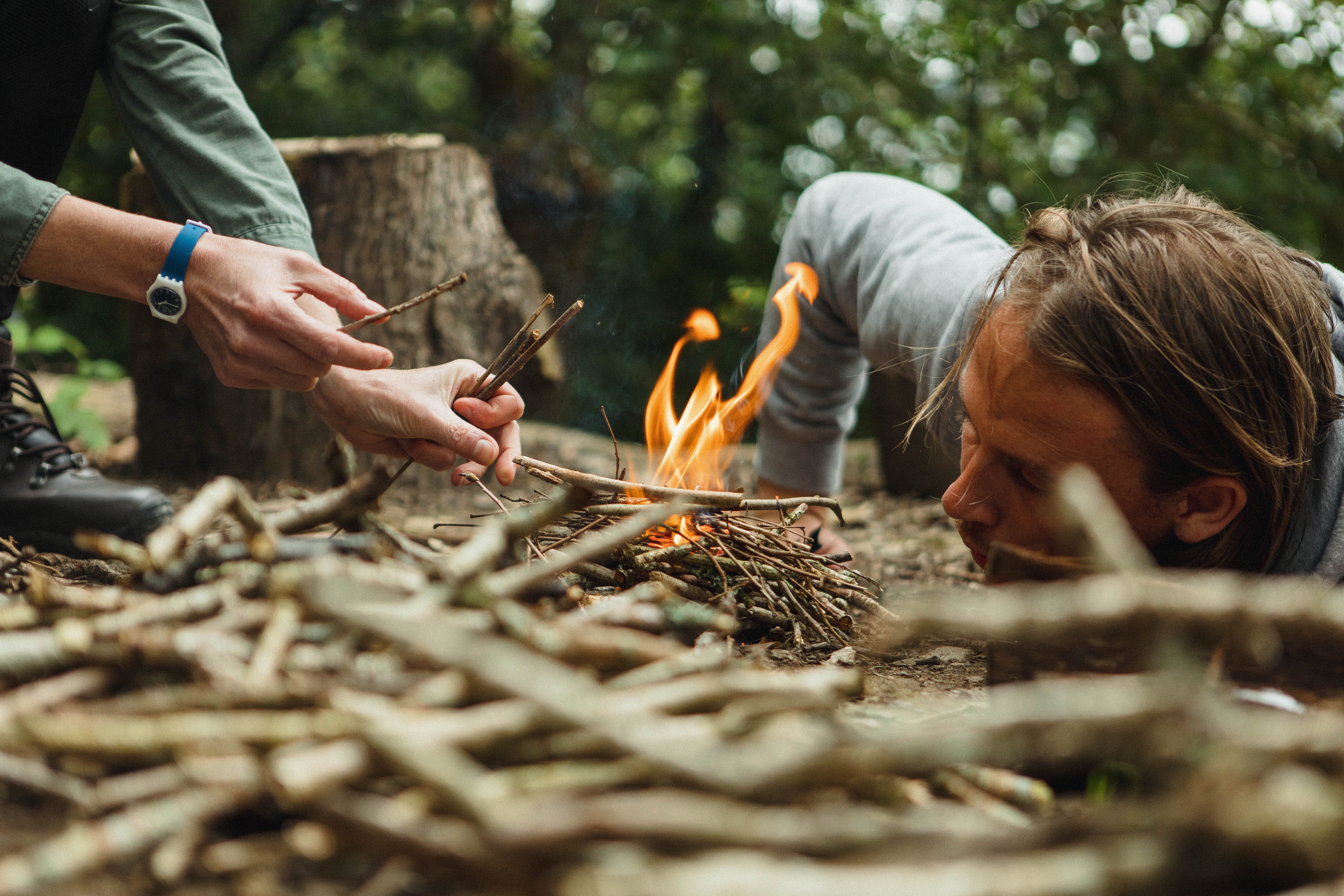 Participants learn the fundamentals of bushcraft