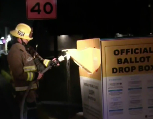 Ballots damaged after drop box is set on fire in Los Angeles