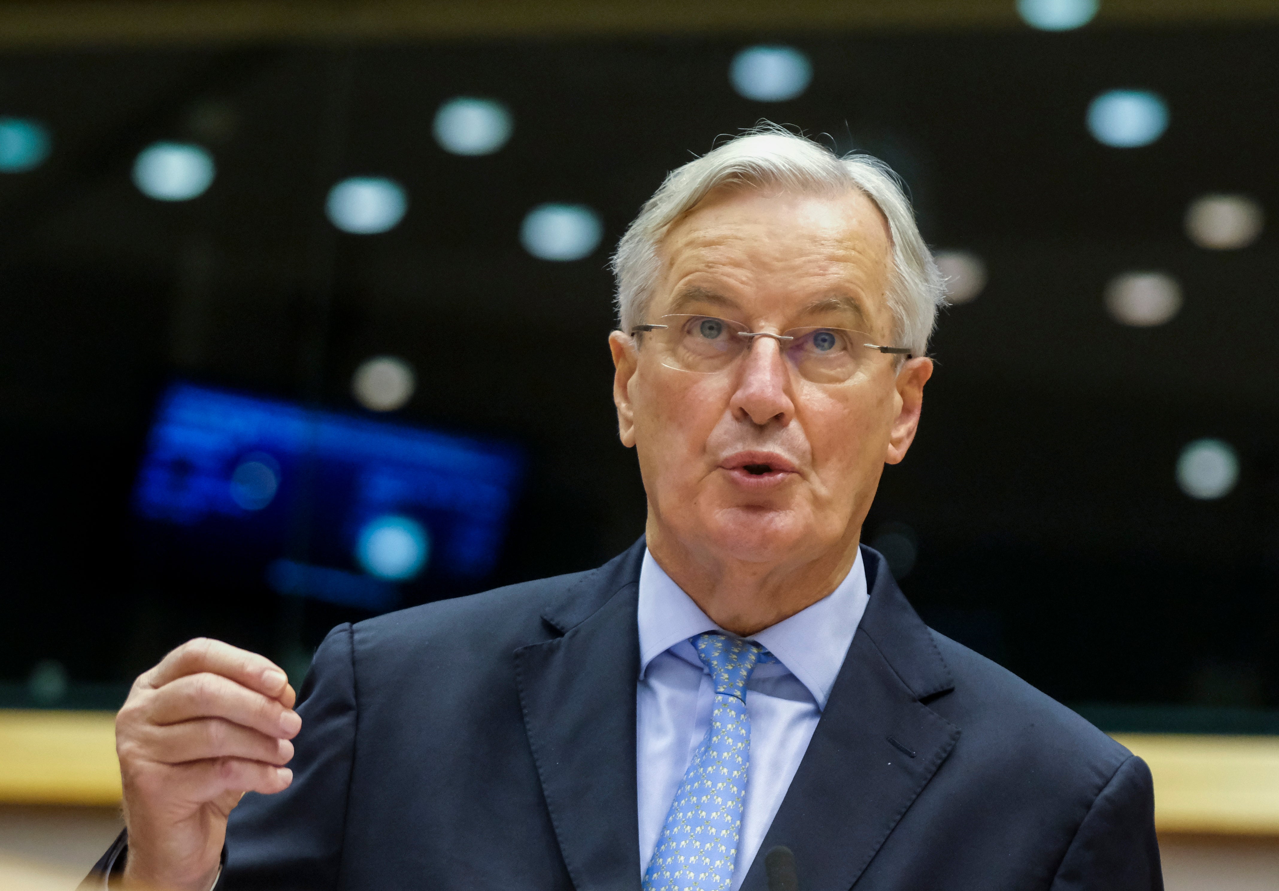 Michel Barnier speaking in European parliament on Wednesday