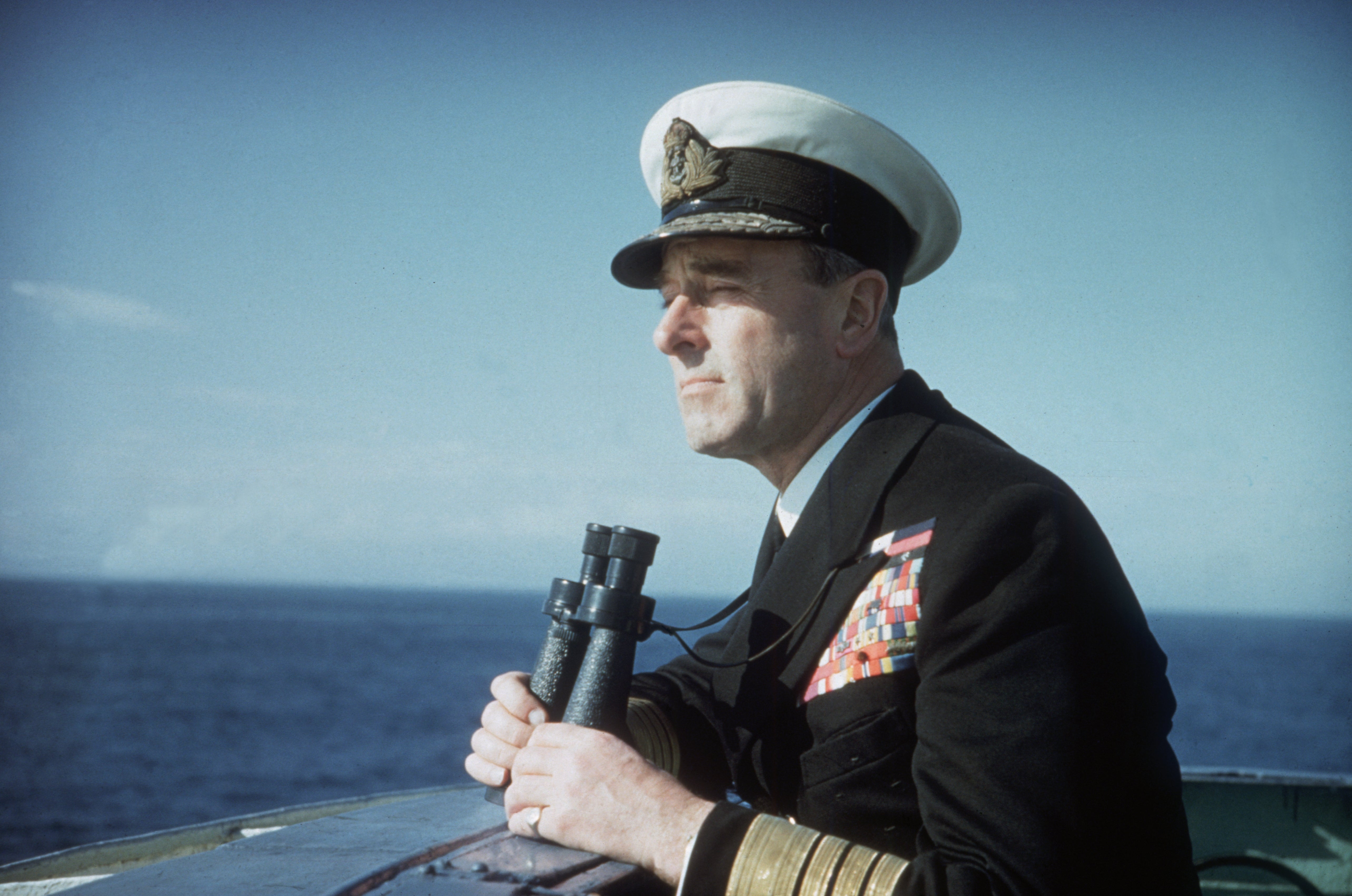 Lord Mountbatten, Commander of the Mediterranean Fleet, on naval exercises at Malta and Gibraltar in 1956