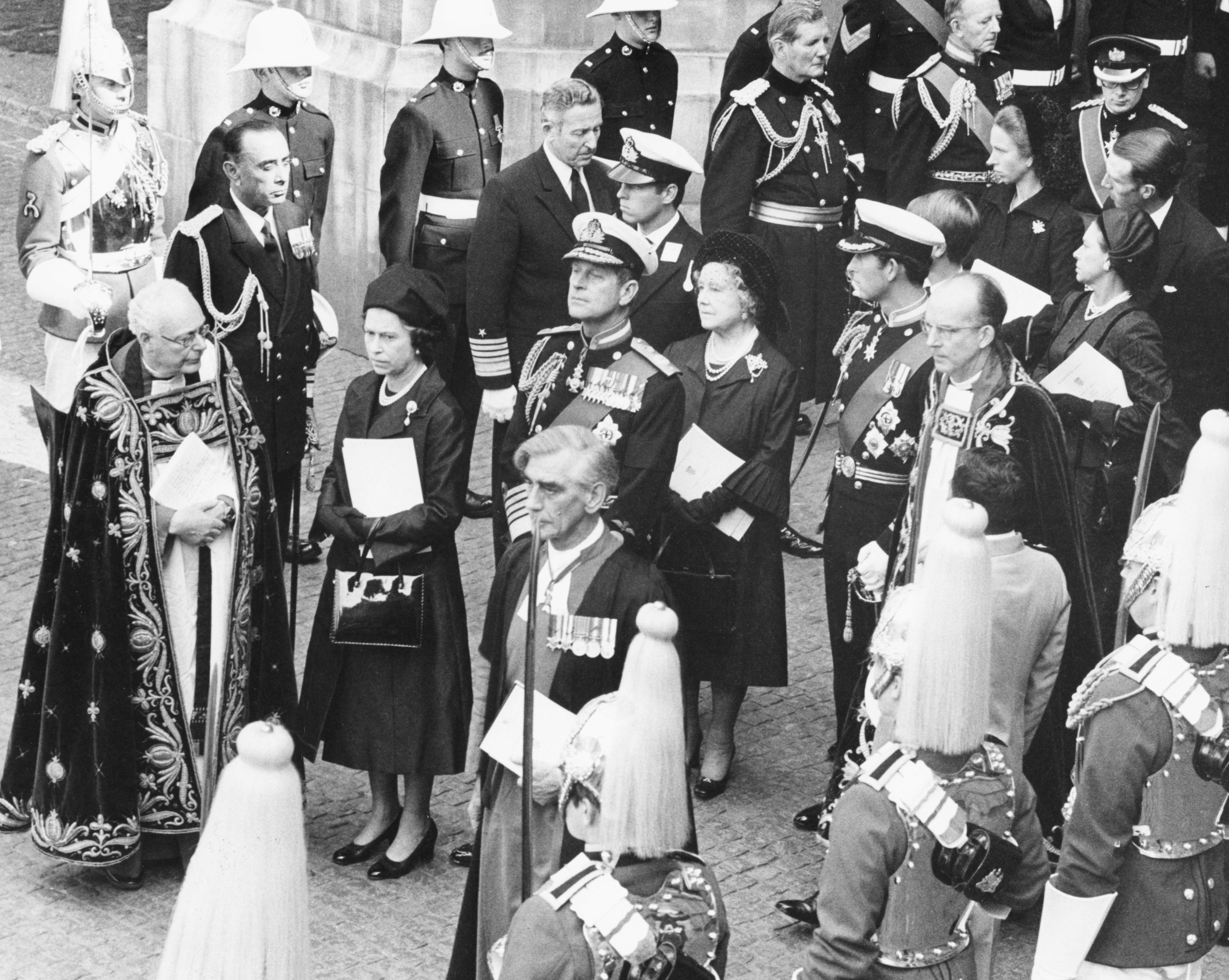 Members of the royal family at Lord Mountbatten’s funeral, 5 September 1979