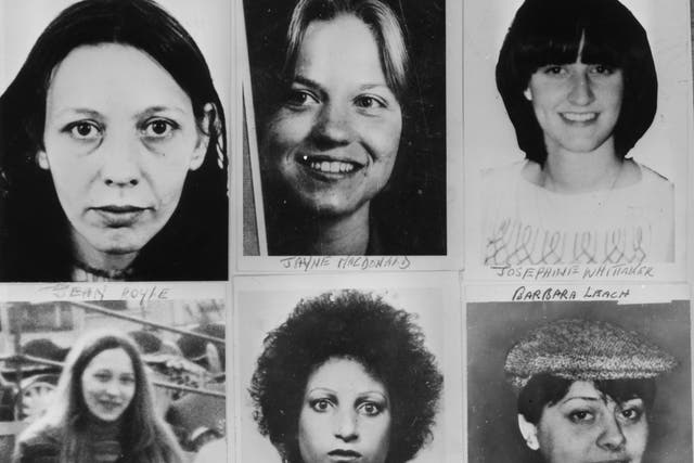 <p>Twelve of the thirteen victims of Peter Sutcliffe, the Yorkshire Ripper, who has died in hospital. Top row (left to right) Wilma McCann, Emily Jackson, Irene Richardson and Patricia Atkinson. Middle row (left to right) Jayne McDonald, Jean Jordan, Yvonne Pearson and Helen Rytka. Bottom row (left to right) Vera Millward, Josephine Whitaker, Barbara Leach and Jacqueline Hill</p>