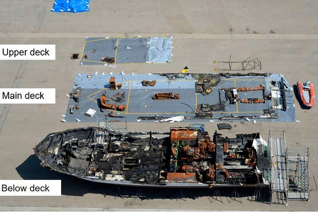 A dive boat fire that killed 34 people off the coast of California was probably caused by mobile phones left charging overnight, according to investigators.