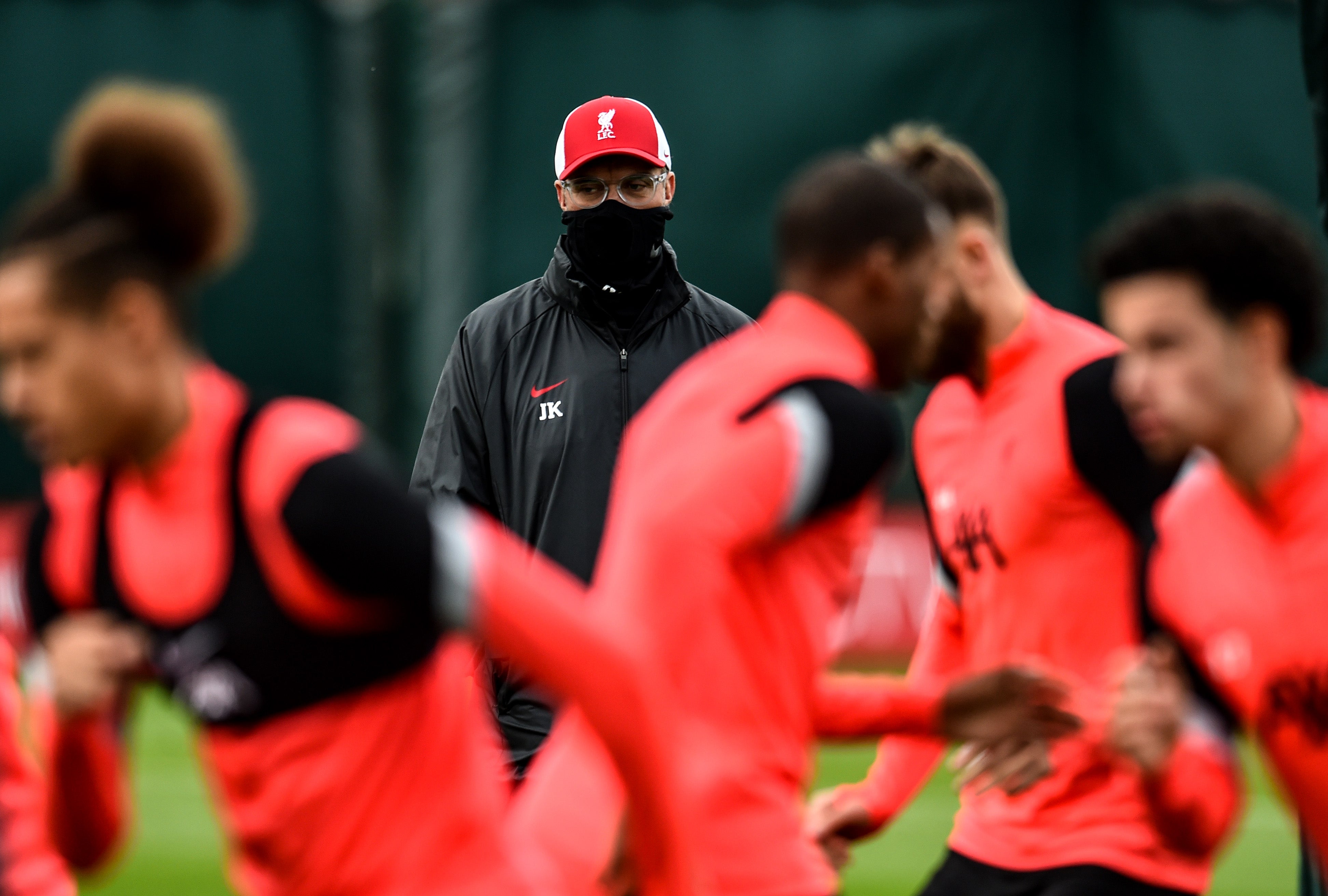 Jurgen Klopp watches over Liverpool training