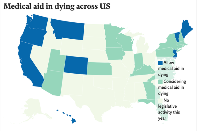 Nine states and the District of Columbia currently have laws that allow medical aid in dying for their residents