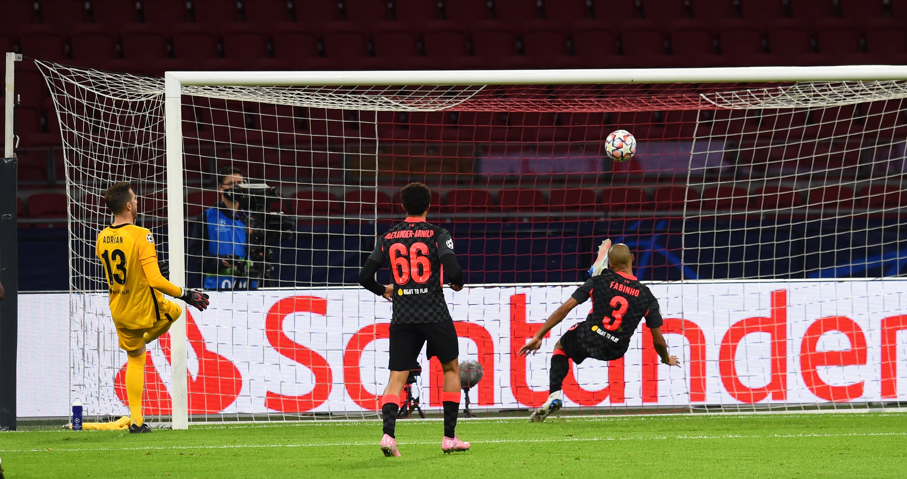 Fabinho clears the ball off the line