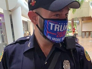 Miami Police officer Daniel Ubeda in a polling station in Miami