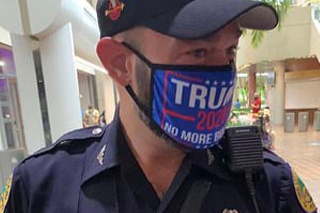 Miami Police officer Daniel Ubeda in a polling station in Miami