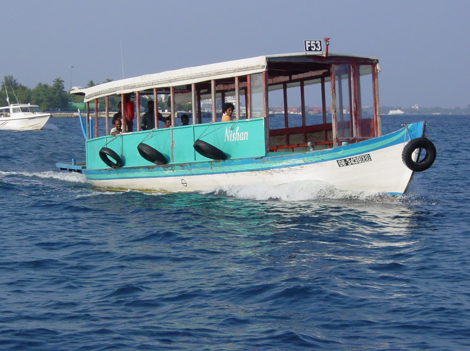 All aboard: the ferry that serves as the airport bus in the Maldives
