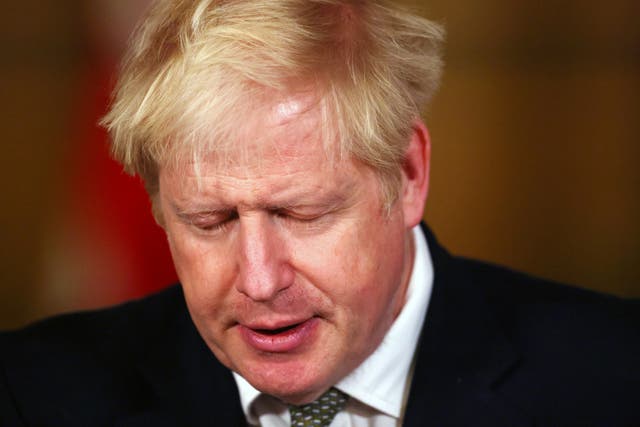 Boris Johnson leads a coronavirus press conference at 10 Downing Street
