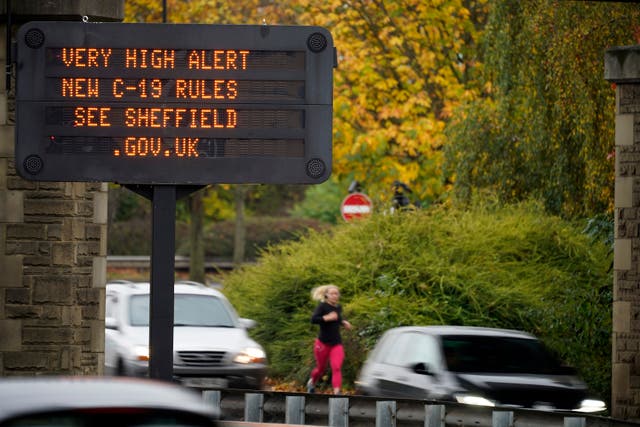 An electronic sign warns the people of Sheffield of the 'Very High" risk