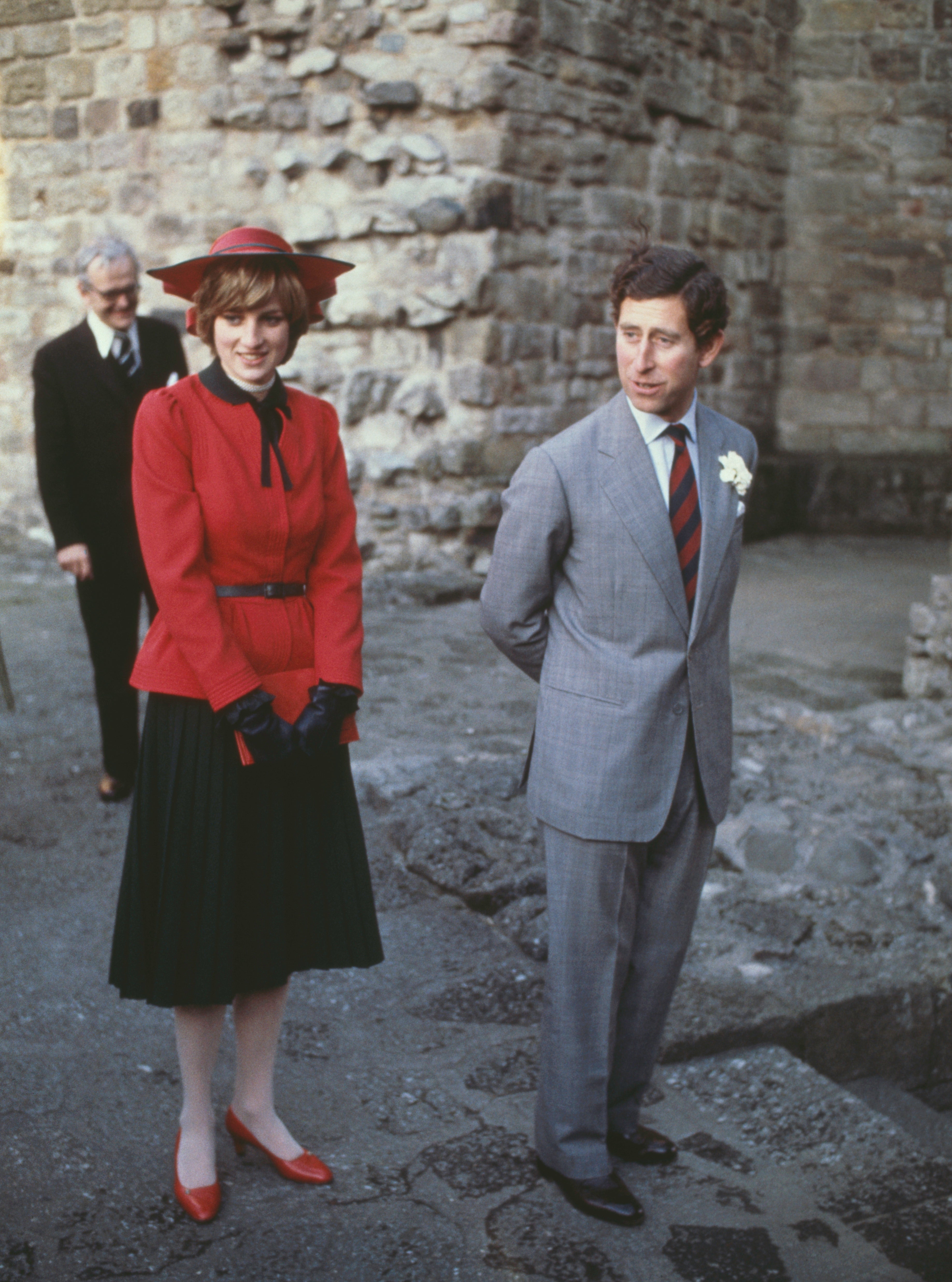 Prince Charles and Princess Diana at Caernarvon Castle during an official tour of Wales, 27th October 1981