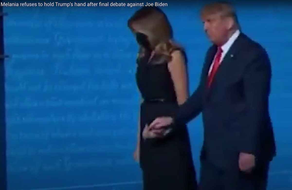 Melania Trump pulls her hand away from husband following presidential debate