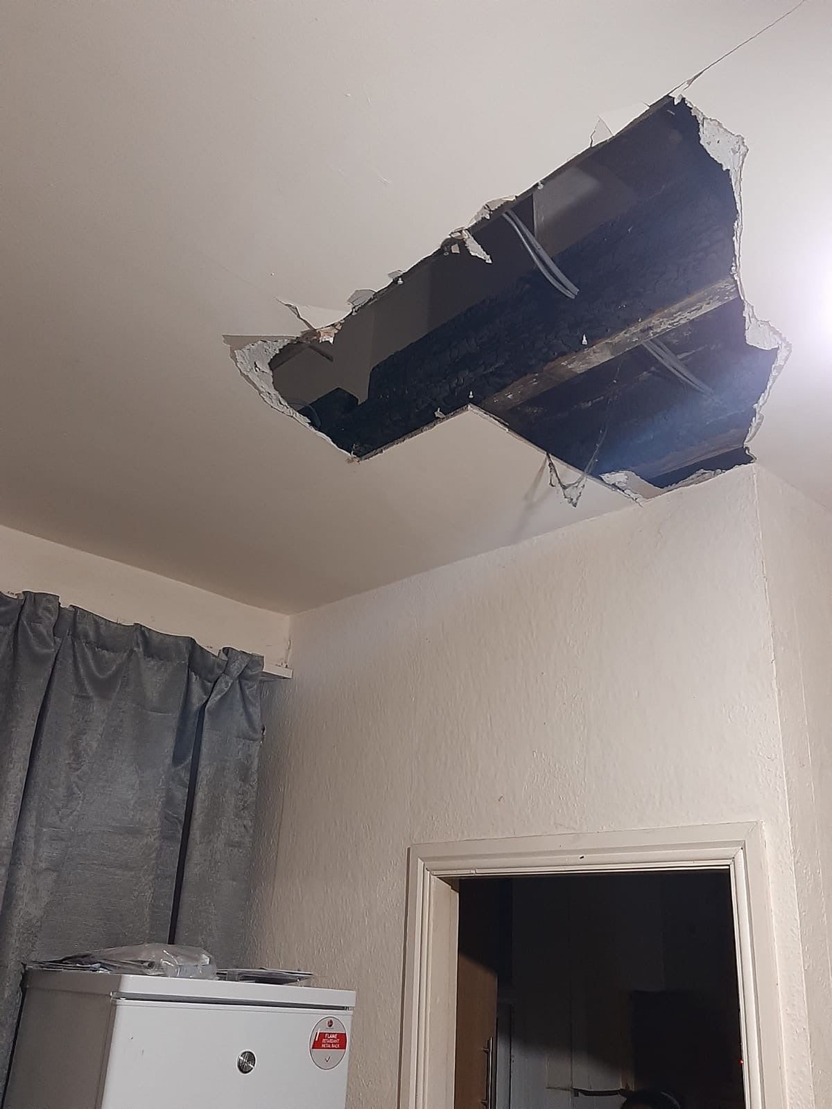 Omeimah's two-year-old daughter was seriously injured when the ceiling – which she had been raising concerns about for months – fell in on her