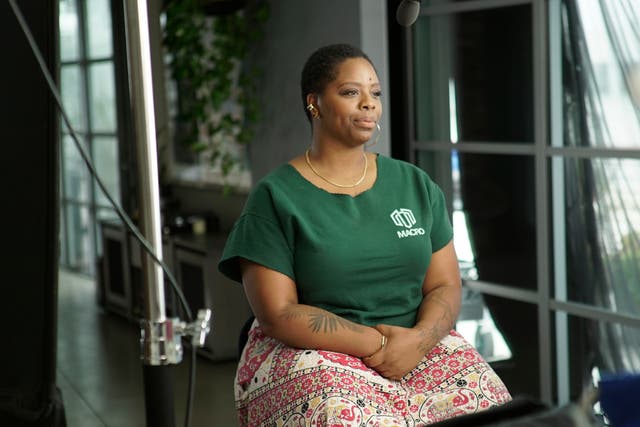 <p>Patrisse Cullors speaks during a PBS documentary</p>