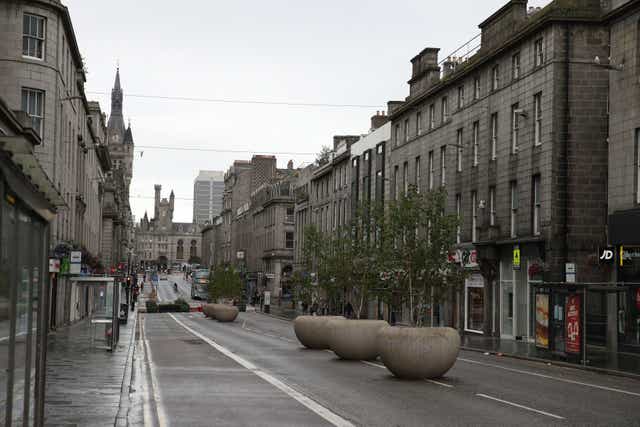 A deserted Union Street in Aberdeen after bars, cafes and restaurants were ordered to close in August