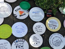 Empty plates left outside office of Tory MP against free school meals