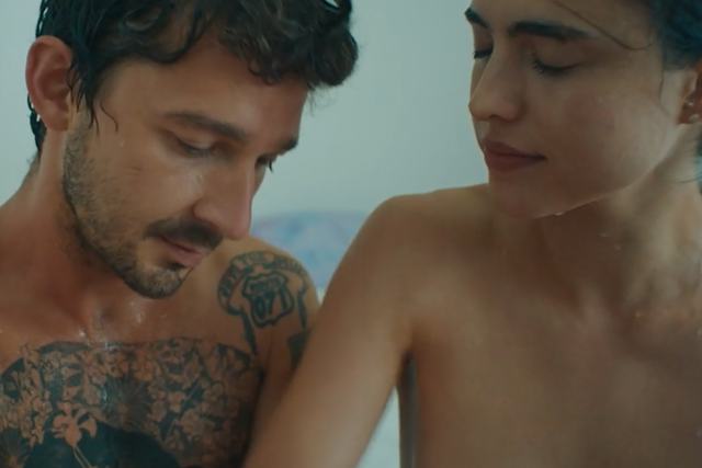 Shia LaBeouf and Margaret Qualley in the video for Rainsford’s ‘Love Me Like You Hate Me'