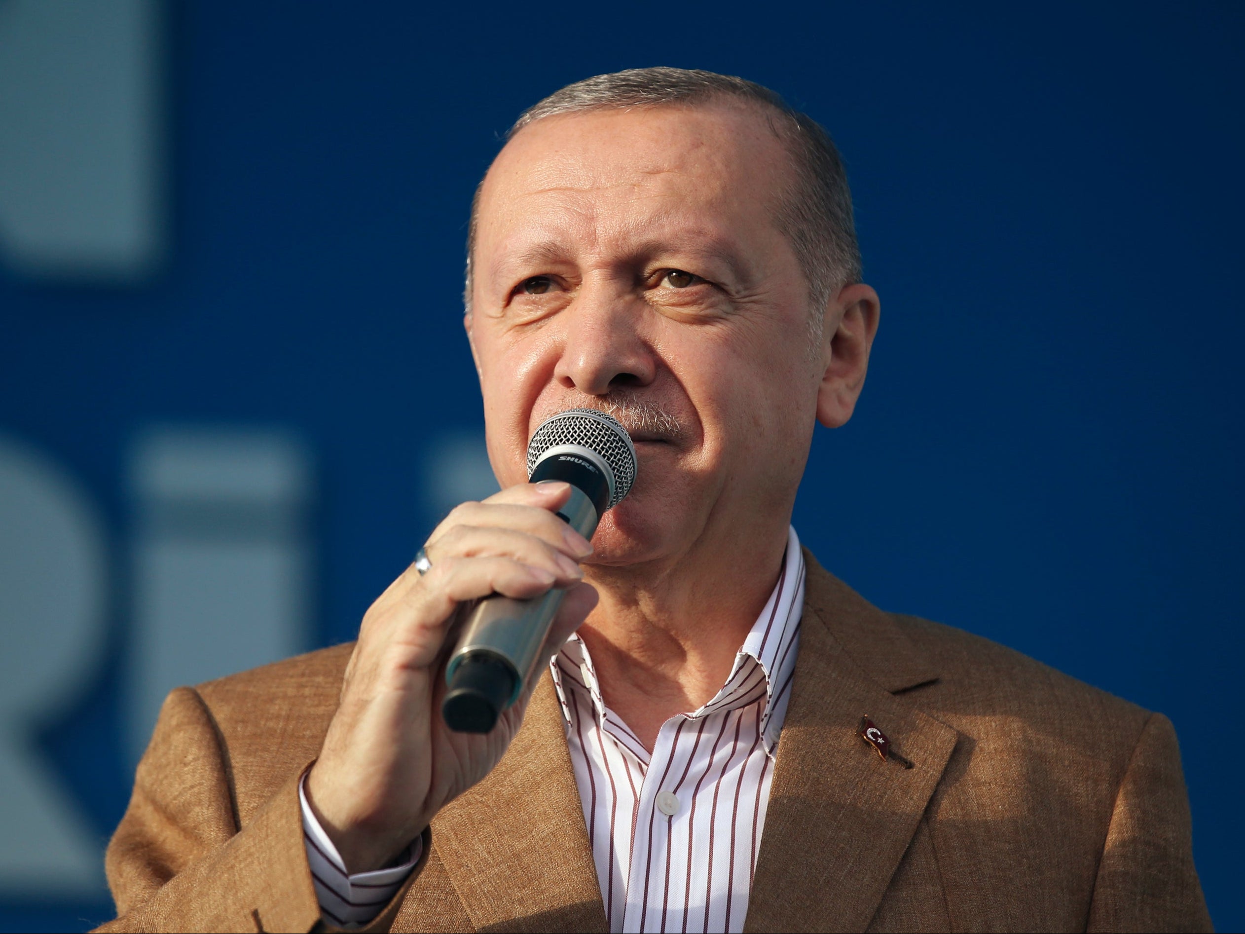 ‘I am calling to all my citizens from here to never help French brands or buy them,’ said Recep Tayyip Erdogan