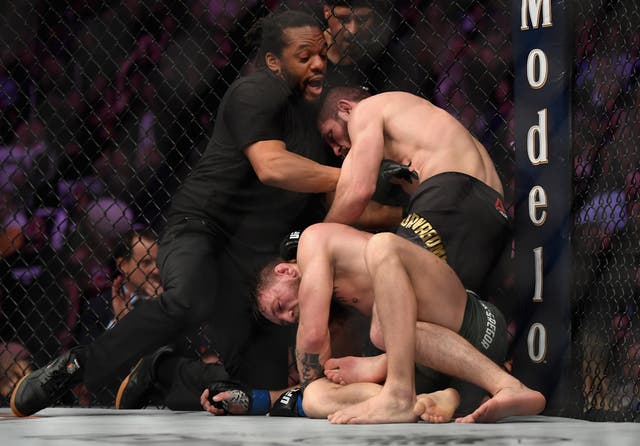 <p>Khabib Nurmagomedov submitted Conor McGregor in the fourth round in 2018</p>
