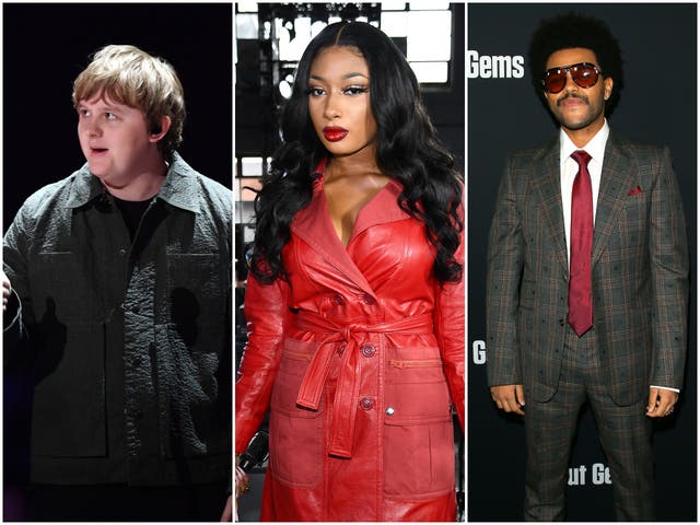 From L-R: Lewis Capaldi, Megan Thee Stallion and The Weeknd were among the nominees for the 2020 American Music Awards