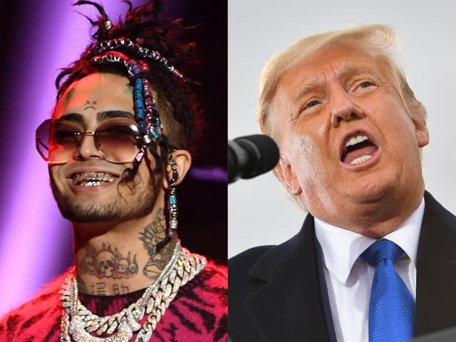 Rapper Lil Pump in January, and Trump at a campaign rally this month