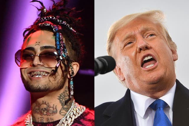 Rapper Lil Pump in January, and Trump at a campaign rally this month