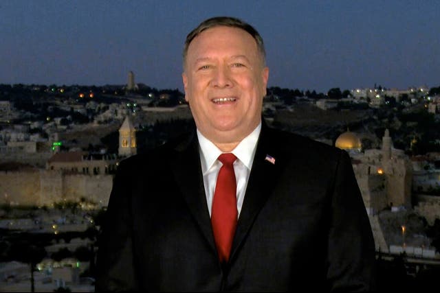 Secretary of State Mike Pompeo speaks from Jerusalem during the second night of the Republican National Convention