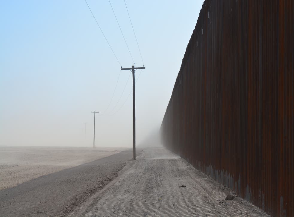The border wall near San Luis, Arizona, where the president celebrated 200 miles of new construction in June. 