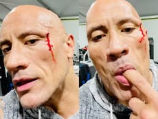 Dwayne Johnson tastes own blood after gym injury in bizarre video