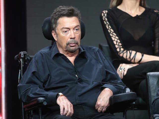 <p>Tim Curry at a ‘Rocky Horror’ panel in 2016</p>