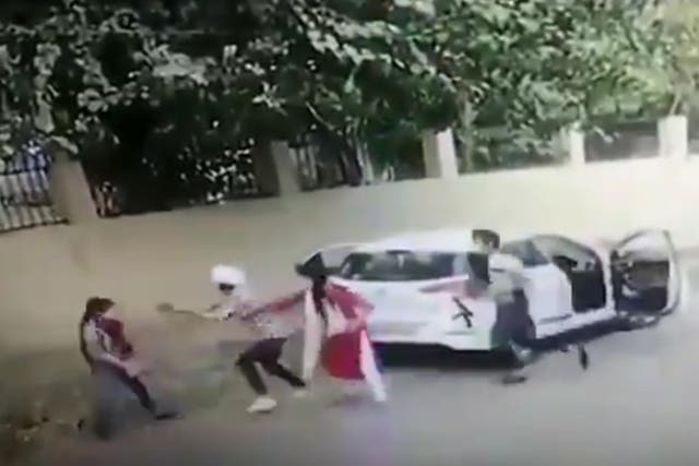 Video widely shared in India on Tuesday shows the moment of the shooting in Faridabad