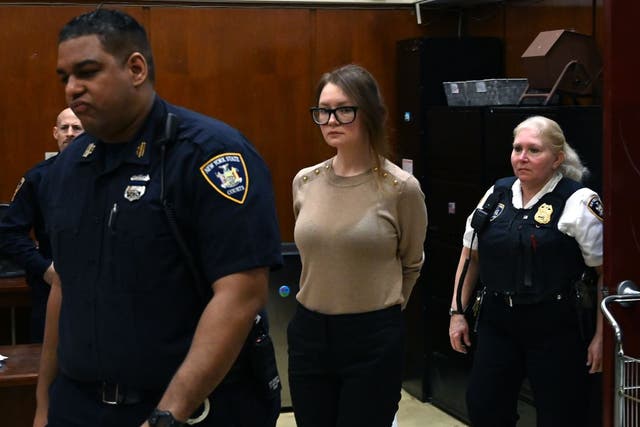 <p>File: Anna Sorokin, better known as Anna Delvey, the 28-year-old German national whose family moved there in 2007 from Russia, is seen in the courtroom  during her trial at New York State Supreme Court in New York on 11 April 2019 </p>