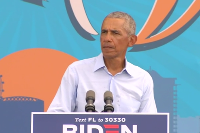 Barack Obama campaigns for Joe Biden in Orlando, Florida on 27 October, 2020