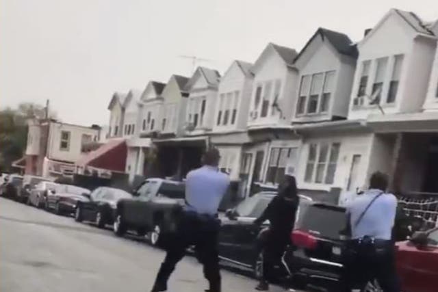 Walter Wallace Jr approaches two Philadelphia police officers with a knife in his hand. The officers shot 14 rounds at Mr Wallace and killed him. Mr Wallace’s family said he had mental health issues.