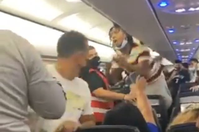 A fight broke out after the plane touched down