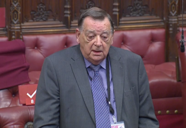 Lord Griffiths in the House of Lords during his speech about child poverty 