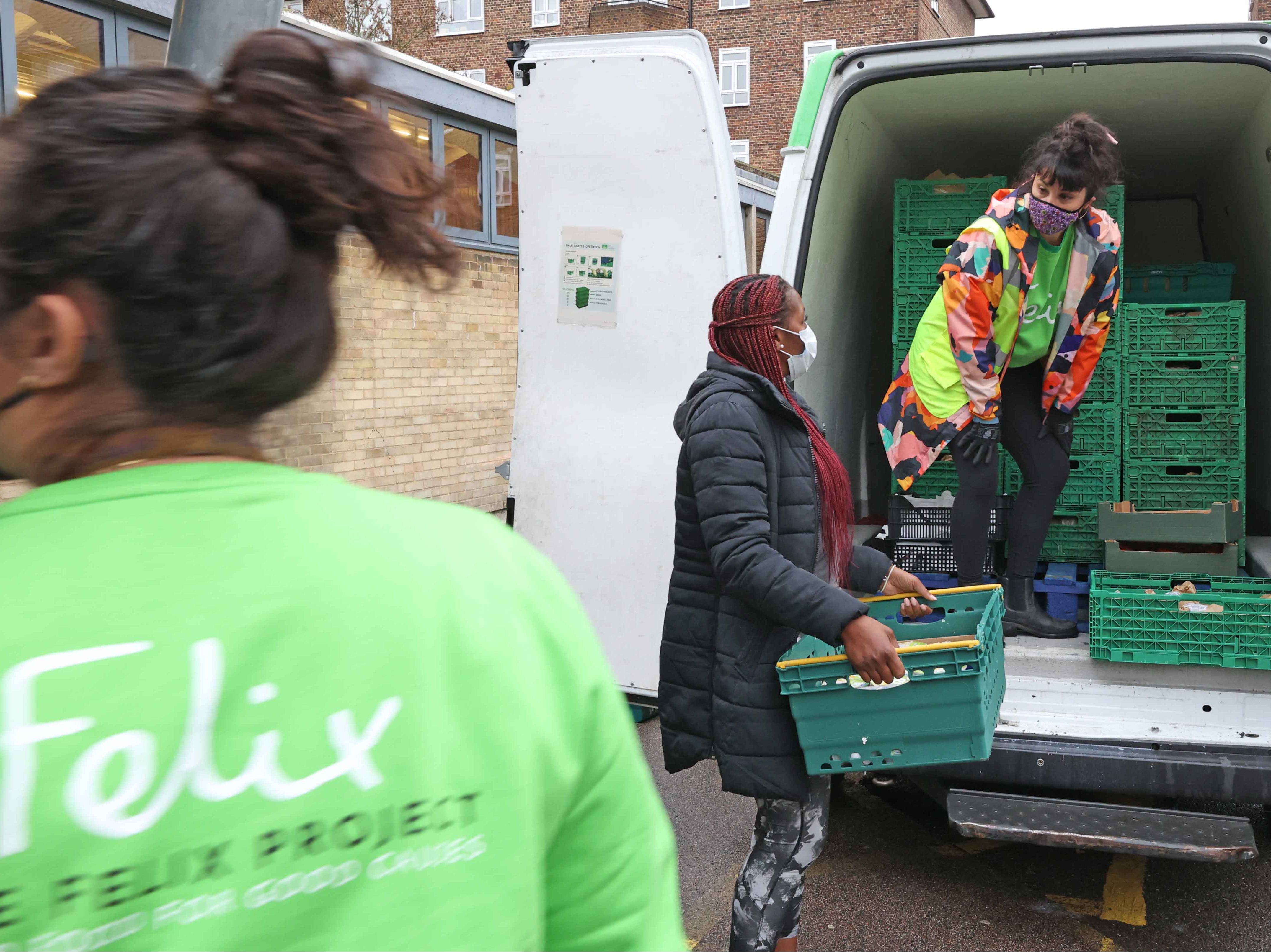 The Felix Project van makes a delivery to the Concorde Youth Centre in Hackney