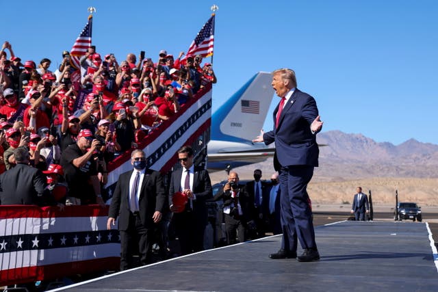 <p>Donald Trump, pictured at a rally in Arizona on Wednesday, has made attacking the ‘fake news’ media a focus of his campaign</p>