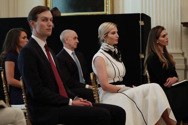 <p>Ivanka Trump and Jared Kushner at the White House with Hope Hicks</p>