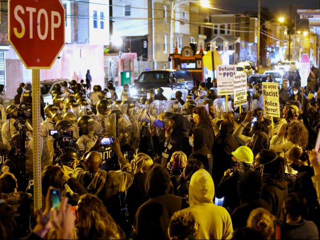 Around 1,000 demonstrators protest the fatal police shooting of Walter Wallace Jr in Philadelphia. He was fatally shot by two police officers after refusing to drop a knife he was holding